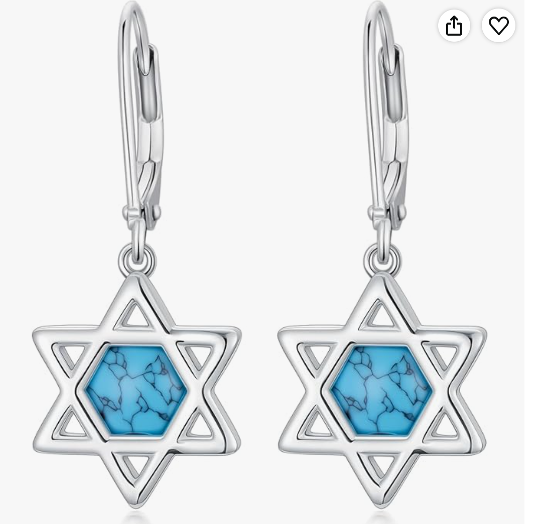 Six Pointed Star Turquoise Earrings — Hanukkah earrings