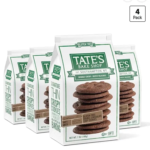 Tate's Bake Shop Gluten Free Double Chocolate Chip Cookies — kosher chocolate chip cookies