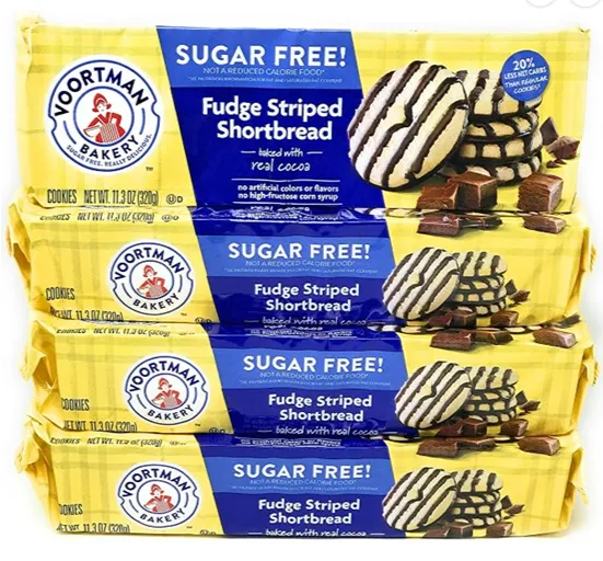 Voortman Fudge Striped Shortbread Sugar Free Cookies — kosher zebra cookies